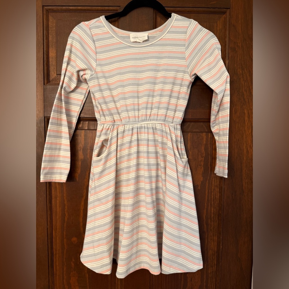 Striped Kids Dress in Pink and Blue